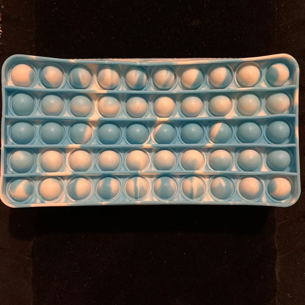 Silicone Fidget Pencil Case Push Pop Bubble Sensory Relief Blue Pop It Fidget